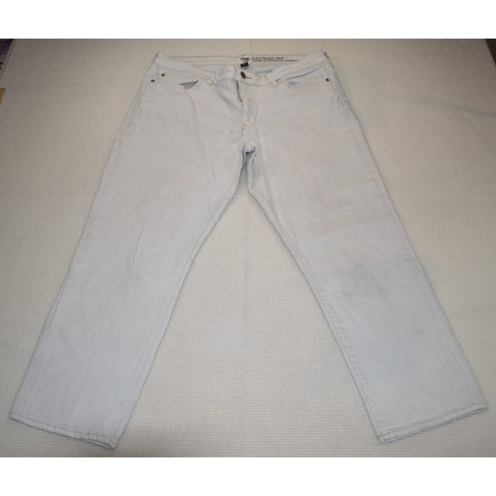 Women's Gap Slim Straight Crop Coupe 3/4 Droite Jeans Size 14/32R White